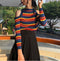 Shonlo | Striped Sweater Patchwork Sweater Off-shoulder 