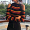 Shonlo | Striped Sweater Patchwork Sweater Off-shoulder 