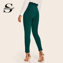 Shonlo | Paperbag Waist Solid Skinny Pants 