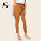 Shonlo | Paperbag Waist Solid Skinny Pants 