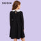 Shonlo | SHEIN Girls Black Contrast Collar Pearl dress 