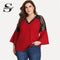 Shonlo | Plus Size V-neck Contrast Lace Blouse 