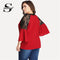 Shonlo | Plus Size V-neck Contrast Lace Blouse 