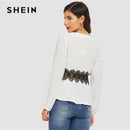 Shonlo | SHEIN White Lace Contrast V-Neck blouse 