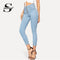Shonlo | Blue Button Detail Skinny Jeans 