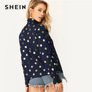 Shonlo | SHEIN Classy Navy Tie Neck 