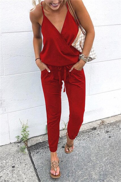 Shonlo | Sexy Off Shoulder Short Sleeve Solid Jumpsuits 