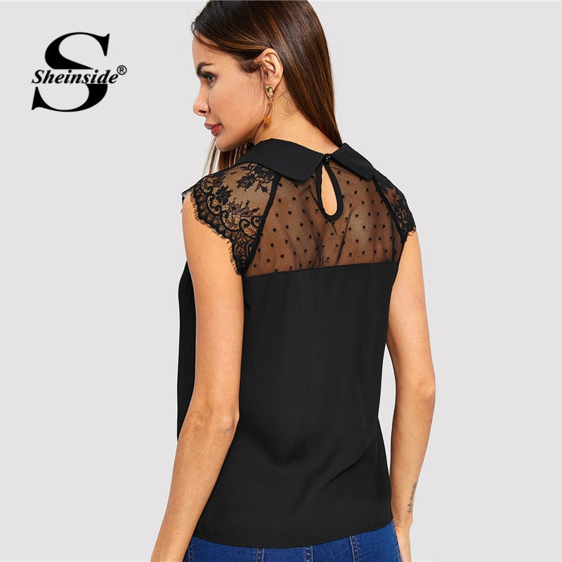 Shonlo | Elegant Contrast Mesh Top Women 