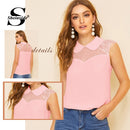 Shonlo | Elegant Contrast Mesh Top Women 