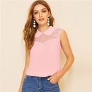 Shonlo | Elegant Contrast Mesh Top Women 