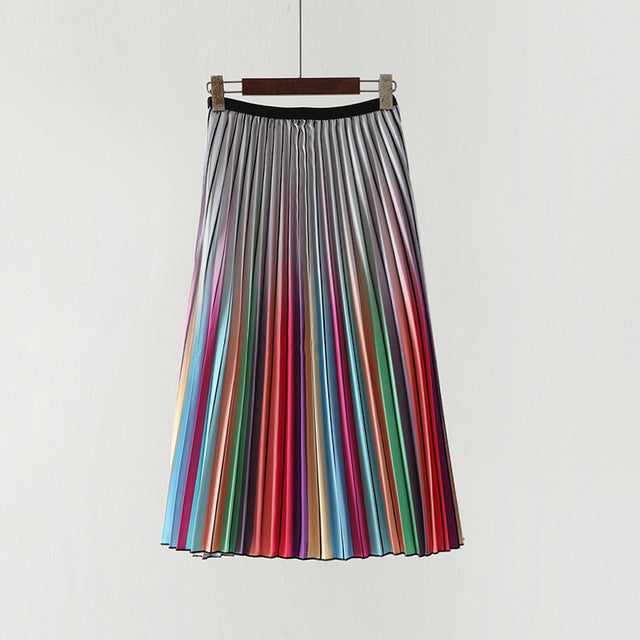 Shonlo | Multicolor Rainbow Stripe Printed Skirt 