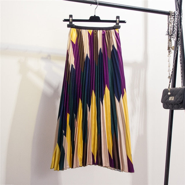 Shonlo | Multicolor Rainbow Stripe Printed Skirt 