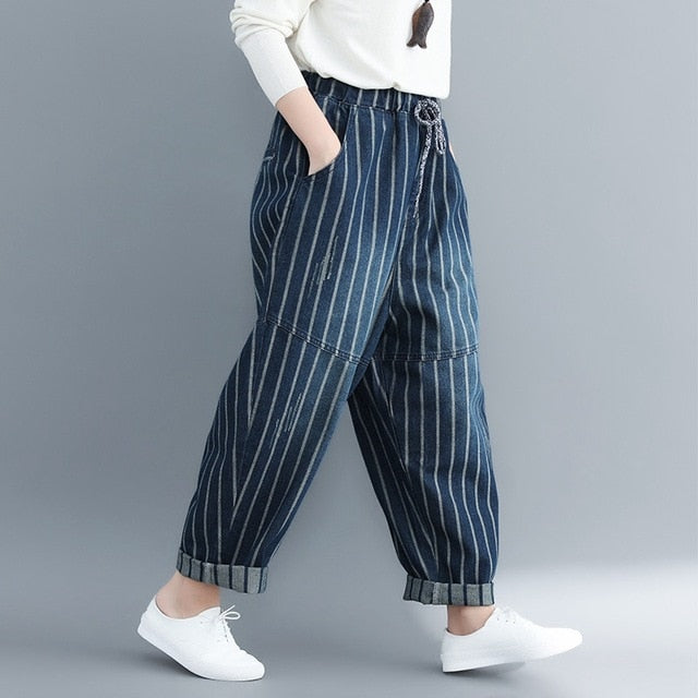 Shonlo | Casual Loose High Waist Jeans Cross-pants 