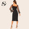 Shonlo | Black Square Neck Pencil Dress 