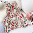 Shonlo | Skirt Summer Flower Elegant Pleated Skirt Ladies Vintage 