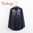 Shonlo | Plus size Cotton Embroidery loose women shirts 