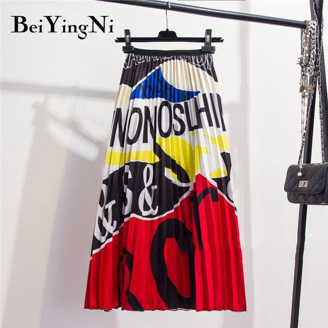 Shonlo | Skirt Women Street Korean Mid-Calf High Elastic 