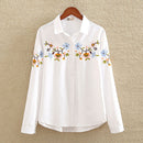 Shonlo | Long Sleeve Floral Embroidery Blouse 