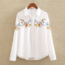 Shonlo | Long Sleeve Floral Embroidery Blouse 