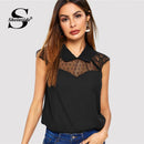 Shonlo | Elegant Contrast Mesh Top Women 